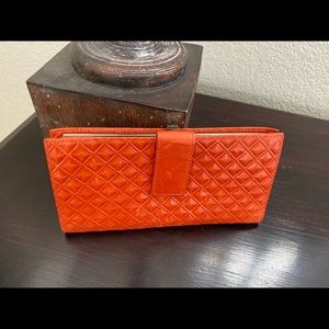 HOBO Leather Pumpkin Pleated Wallet w/ Coin